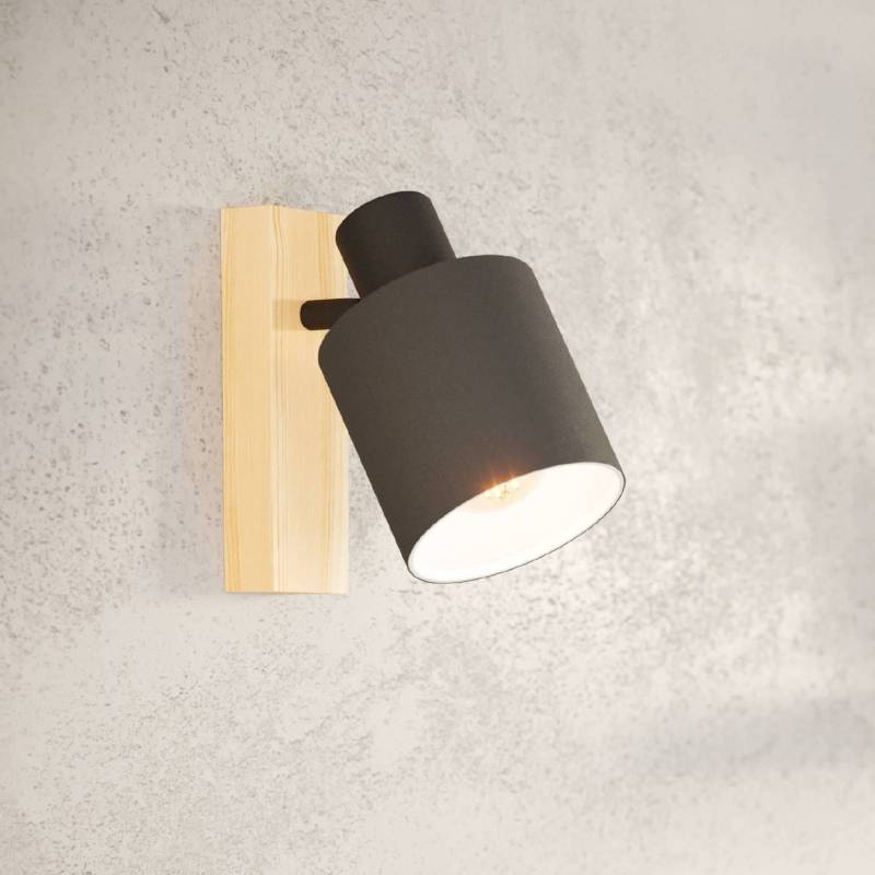 Wandstrahler Batallas, Breite 10 cm, schwarz/holz, Stoff von EGLO