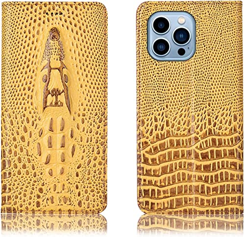 EGSDSE Wallet Case für iPhone 14 Pro Max, Echtleder Magnetischer Ständer View Flip Lederhülle mit Kartenhalter TPU stoßfeste Schutzhülle für iPhone 14 Pro Max (Farbe: Braun1) von EGSDSE