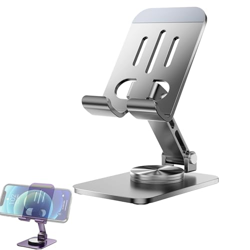 EHIOG Handyhalterung Universal,Handy Ständer Multi-Winkel Verstellbare für 4-16 Zoll Phone Tablette,Faltbarer Handyhalterung Tisch 360° Drehbare Kompatibel mit Smartphone,Metall Tablet Ständer-Weiß von EHIOG