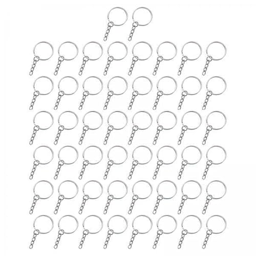 EHJRE 4x 50 Stück 1" 25 Mm Schlüsselanhänger Set, Schlüsselanhänger Ringe mit Kette Und Biegeringen, Großpackung für Die Herstellung von Schmuckstücken EHJRE 4x 50 Stück 1" 25 Mm Schlüsselanhänger Set, Schlüsselanhänger Ringe mit Kette Und Biegeringen, Großpackung für Die Herstellung von Schmuckstücken von EHJRE