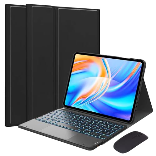 EHLCYS Keyboard Case for Lenovo Tab M10 Plus 3rd Generation 2022 10.6-Inch, [QWERTZ German] with Mouse 7 Color Lighting Magnetic Removable Bluetooth Smart Touchpad Keyboard von EHLCYS