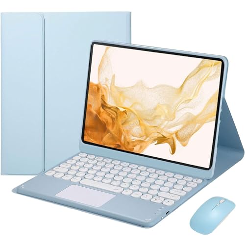 EHLCYS Keyboard Case for Lenovo Tab P11 2nd Generation 11.5 Inch 2023 (TB350FU/TB350XU), [QWERTZ German] with Mouse Magnetic Removable Bluetooth Smart Touchpad Keyboard Protective Case,Blau von EHLCYS