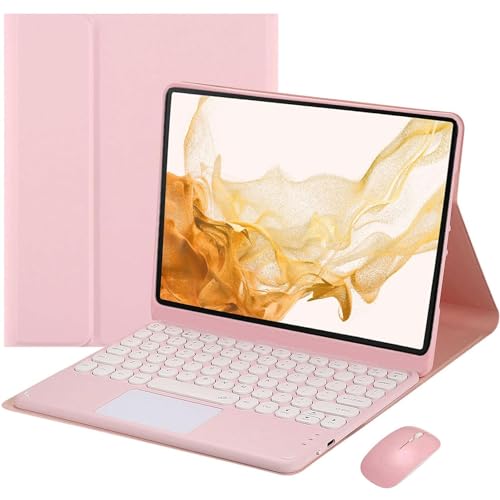 EHLCYS Keyboard Case for Lenovo Tab P11 2nd Generation 11.5 Inch 2023 (TB350FU/TB350XU), [QWERTZ German] with Mouse Magnetic Removable Bluetooth Smart Touchpad Keyboard Protective Case,Rosa von EHLCYS