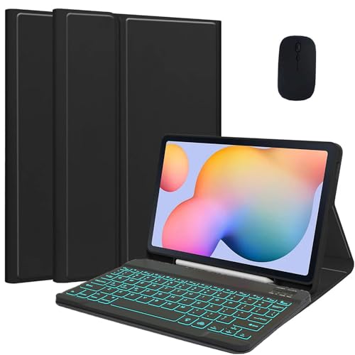 EHLCYS Keyboard Case for Samsung Galaxy Tab A7 10.4" 2020 (SM-T500 T505 T507), [QWERTZ German] Magnetic Removable Wireless Bluetooth Keyboard Cover with Pen Holder and Mouse,Schwarz von EHLCYS