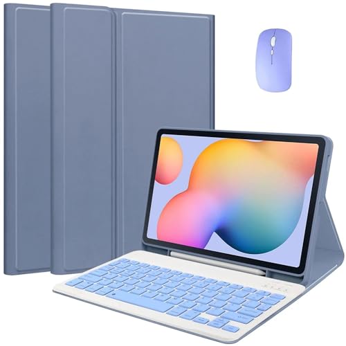 EHLCYS Keyboard Case for Samsung Galaxy Tab S10 Plus/S9 Plus/S9 FE Plus/S8 Plus/S7 Plus/S7 FE 12.4 Inch, [QWERTZ German] Magnetic Removable Keyboard Cover with Pen Holder and Mouse,Lila von EHLCYS