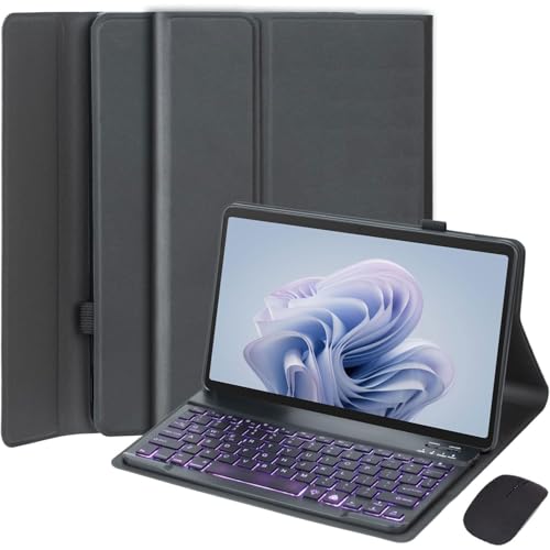 EHLCYS Keyboard Case for Surface Pro 7 (2019) /Pro 6 (2018) /Pro 5 (2017) /Pro 4 (2015) 12.3-inch, with Mouse 7 Color Lighting Magnetic Removable Bluetooth German QWERTZ Keyboard von EHLCYS