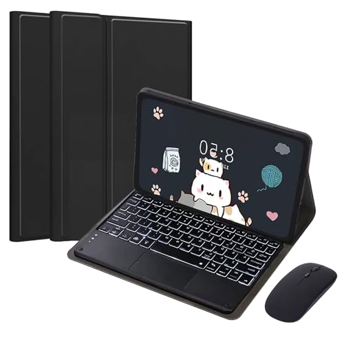 EHLCYS Touchpad Keyboard Case for Lenovo Tab M10 Plus 3rd Generation 2022 10.6 Inch, [QWERTZ German] with Mouse 7-Colour Lighting Illuminated, Magnetic Removable Keyboard Slim Case,Schwarz von EHLCYS