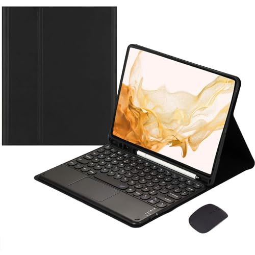 EHLCYS Touchpad Keyboard Case for Samsung Galaxy Tab A7 10.4-inch 2020 Model (SM-T500/T505/T507), [QWERTZ German] Magnetic Removable Bluetooth Keyboard Cover with Pen Holder and Mouse,Schwarz von EHLCYS