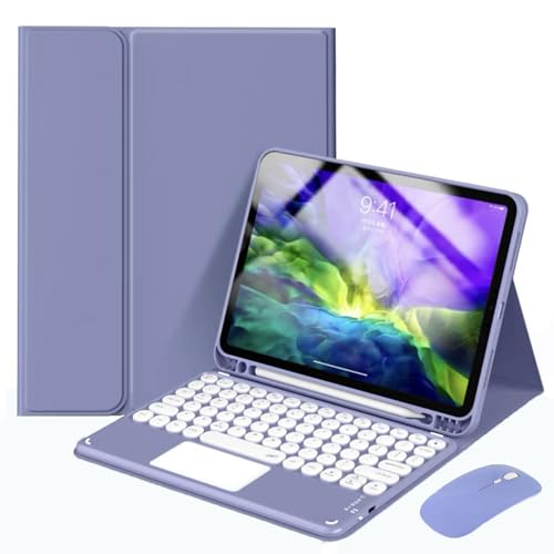 EHLCYS Touchpad Keyboard Case for Samsung Galaxy Tab A8 10.5-inch 2022 Model (SM-X200/X205/X207), [QWERTZ German] Magnetic Removable Bluetooth Keyboard Cover with Pen Holder and Mouse,Lila von EHLCYS