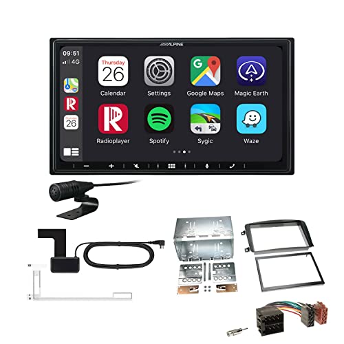 Alpine ILX-W690D 2-DIN Autoradio CarPlay Android Auto Bluetooth DAB HDMI USB passend für Mercedes Benz Vito Viano 2003-2006 schwarz von EHO