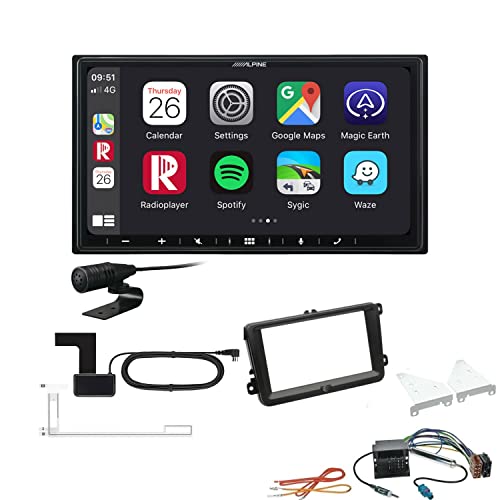 Alpine ILX-W690D 2-DIN Autoradio CarPlay Android Auto Bluetooth DAB HDMI USB passend für Volkswagen VW Caddy ab 2003 schwarz ohne Canbus von EHO
