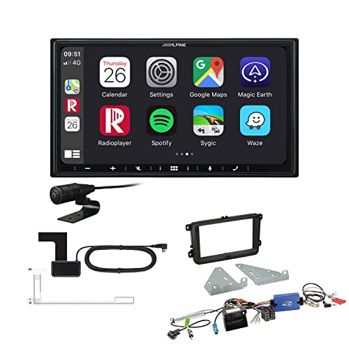 Alpine ILX-W690D 2-DIN Autoradio CarPlay Android Auto Bluetooth DAB HDMI USB passend für Volkswagen VW T5 Transporter 2003-2015 runde Ecken, schwarz inkl Canbus + LFB von EHO