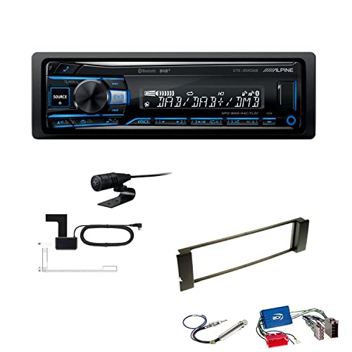 Alpine UTE-204DAB 1 DIN Autoradio DAB+ Bluetooth USB AUX-IN kompatibel mit Audi A6 Facelift 2001-2005 schwarz mit OEM 1DIN von EHO