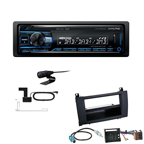 Alpine UTE-204DAB 1 DIN Autoradio DAB+ Bluetooth USB AUX-IN passend für Mercedes-Benz SLK 2004-2011 schwarz von EHO
