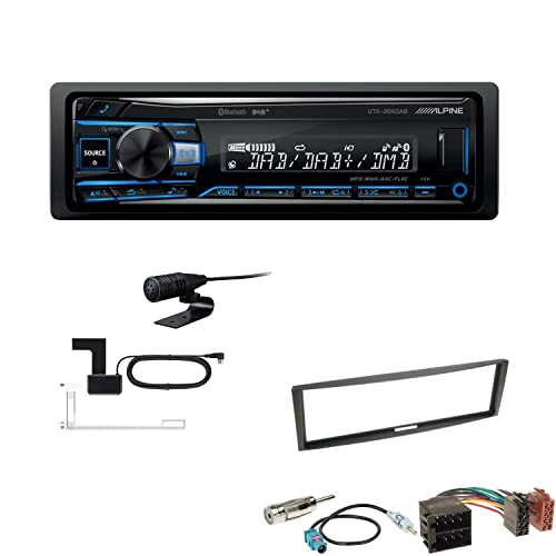 Alpine UTE-204DAB 1 DIN Autoradio DAB+ Bluetooth USB AUX-IN passend für Renault Clio III 2005-2012 schwarz von EHO