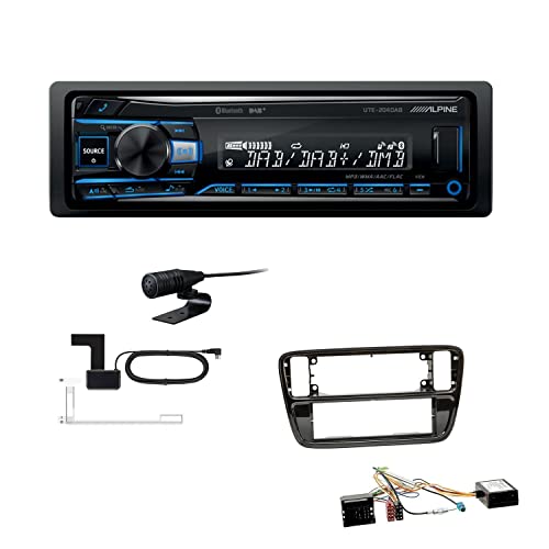 Alpine UTE-204DAB 1 DIN Autoradio DAB+ Bluetooth USB AUX-IN passend für Volkswagen VW Up Baujahr 2011 bis 2016 Piano Black inkl Canbus von EHO