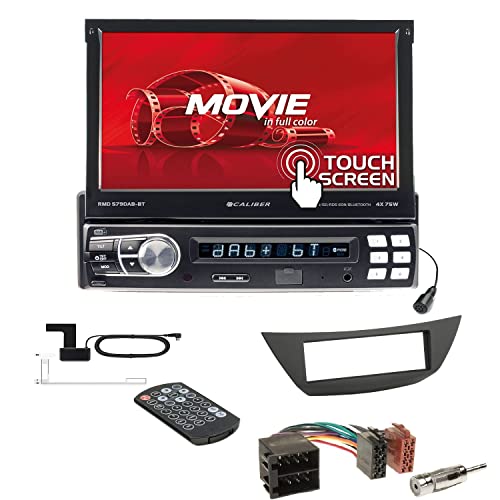 Caliber RMD 579DAB-BT 1-DIN Autoradio Einbauset ausfahrbarer Monitor Bluetooth DAB+ passend für Renault Laguna III ab 2007 schwarz von EHO