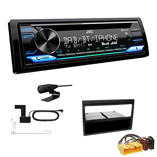 JVC KD-DB922BT 1-DIN Autoradio CD-Receiver Bluetooth DAB+ Digital Radio Einbauset passend für Mazda MX-5 II Facelift 2000-2005 schwarz von EHO