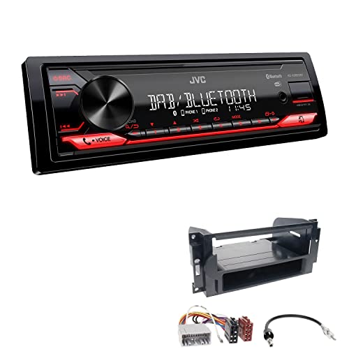 JVC KD-X282DBT 1-DIN Digital Autoradio DAB+ Bluetooth USB Einbauset passend für Dodge Charger 2005-2008 schwarz von EHO