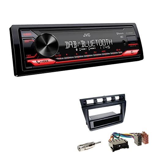 JVC KD-X282DBT 1-DIN Digital Autoradio DAB+ Bluetooth USB Einbauset passend für KIA Picanto 2004-2007 schwarz von EHO
