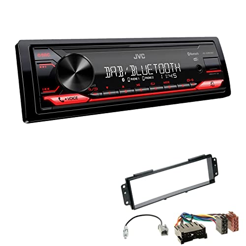 JVC KD-X282DBT 1-DIN Digital Autoradio DAB+ Bluetooth USB Einbauset passend für KIA Picanto 2007-2011 schwarz von EHO