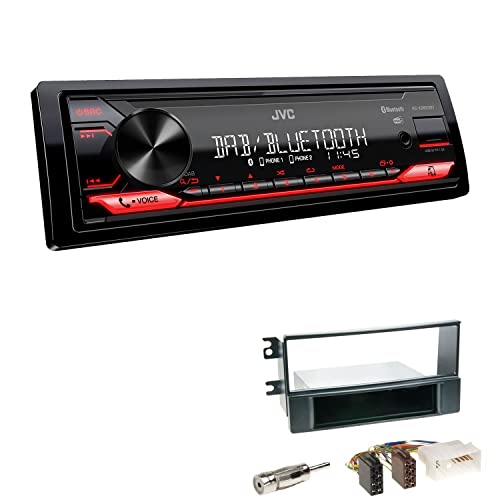 JVC KD-X282DBT 1-DIN Digital Autoradio DAB+ Bluetooth USB Einbauset passend für KIA Sportage II Facelift 2008-2010 schwarz von EHO