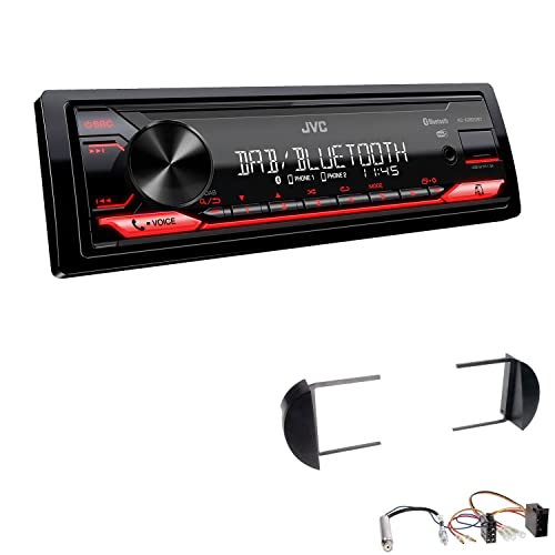 JVC KD-X282DBT 1-DIN Digital Autoradio DAB+ Bluetooth USB Einbauset passend für Volkswagen VW New Beetle und New Beetle Cabrio 1998-2010 schwarz von EHO