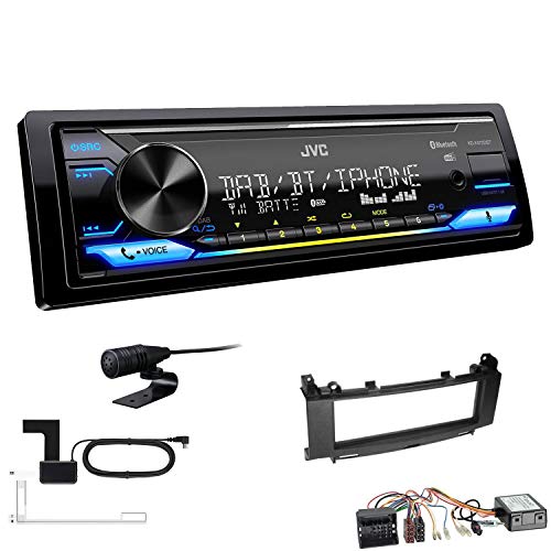 JVC KD-X472DBT 1-DIN Autoradio Bluetooth USB inkl DAB Antenne Einbauset passend für Mercedes-Benz A-Klasse 2004-2012 schwarz Audio 10 inkl Canbus von EHO