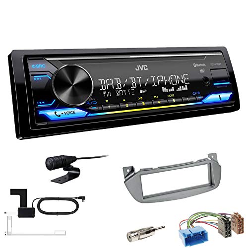 JVC KD-X472DBT 1-DIN Autoradio Bluetooth USB inkl DAB Antenne Einbauset passend für Suzuki Alto ab 2009 Silber von EHO