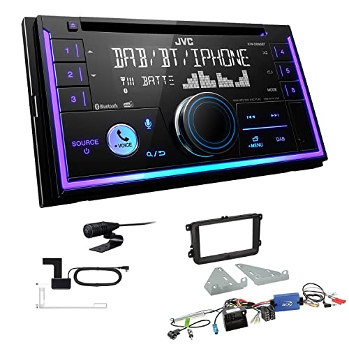 JVC KW-DB95BT 2-DIN Autoradio CD-Receiver Digitalradio DAB+ Bluetooth USB passend für Volkswagen VW Jetta ab 2006 schwarz von EHO