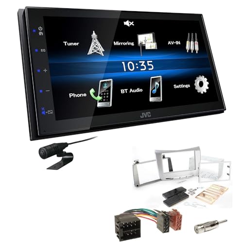 JVC KW-M25BT 2-DIN Autoradio Touchscreen Bluetooth kompatibel mit Android USB Mirroring passend für Lancia Delta III 2009-2014 Silber von EHO