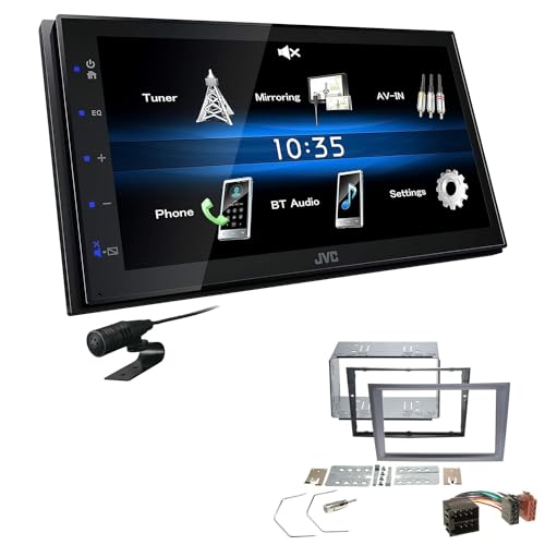 JVC KW-M25BT 2-DIN Autoradio Touchscreen Bluetooth kompatibel mit Android USB Mirroring passend für Opel Vectra C Charcoal-metallic von EHO