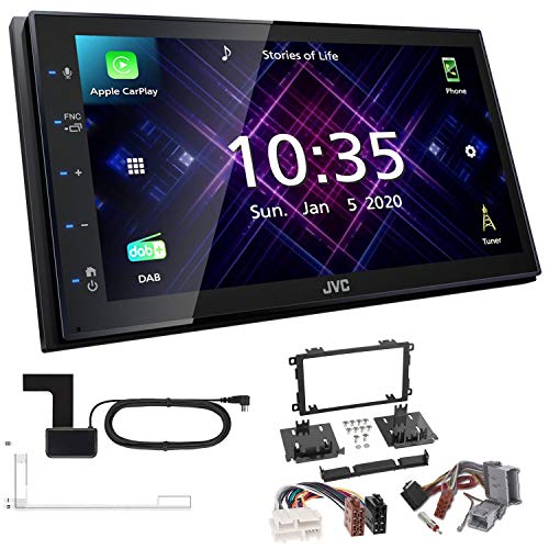 JVC KW-M565DBT 2-DIN Autoradio mit DAB Antenne passend für GM Hummer H2 2003-2007 schwarz von EHO
