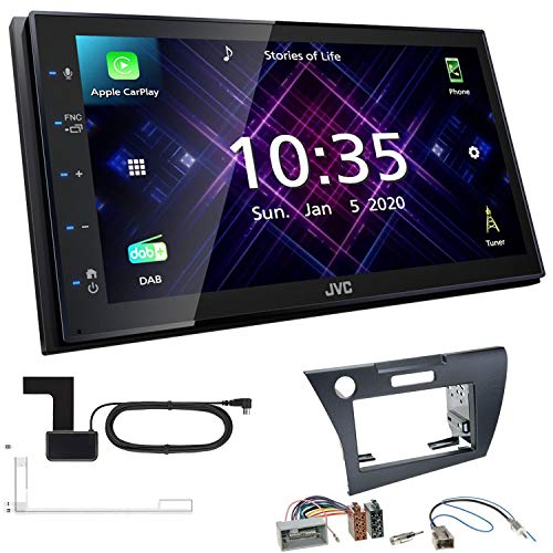 JVC KW-M565DBT 2-DIN Autoradio mit DAB Antenne passend für Honda CR-Z ab 2010 schwarz von EHO