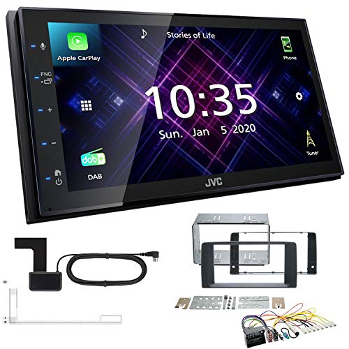JVC KW-M565DBT 2-DIN Autoradio mit DAB Antenne passend für Man TGX ab 2007 schwarz von EHO