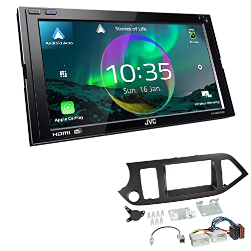 JVC KW-M875DBW 2-DIN Autoradio kompatibel mit WiFi Apple CarPlay Android Auto Bluetooth DAB+ USB-C passend für KIA Picanto ab 2011 schwarz von EHO