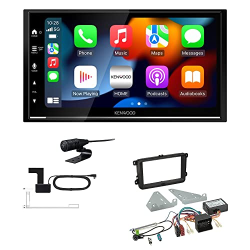 Kenwood DMX7722DABS 2-DIN Autoradio kompatibel mit WiFi Apple CarPlay Android Auto Bluetooth DAB+ USB passend für Volkswagen VW Golf VI 2003-2013 schwarz inkl Canbus von EHO