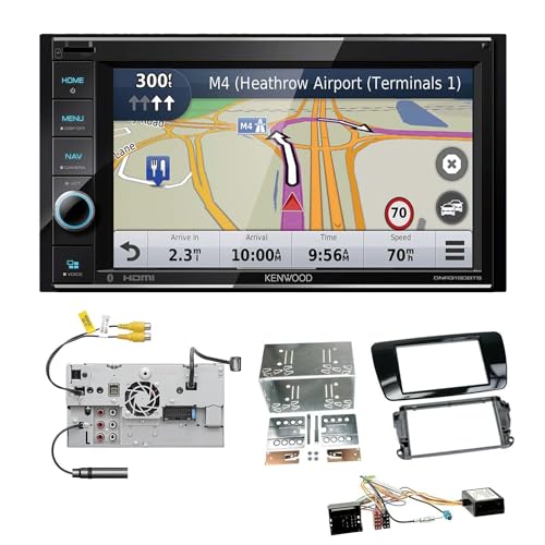 Kenwood DNR3190BTS 2-DIN Autoradio Navigationssystem kompatibel mit Apple CarPlay Bluetooth HDMI passend für Seat Ibiza IV ab 2008 Klavierlack schwarz inkl Canbus von EHO