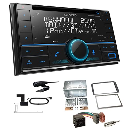Kenwood DPX-7300DAB 2-DIN Autoradio mit Bluetooth Digitalradio DAB+ USB CD passend für Alfa Romeo GT 2004-2010 schwarz von EHO