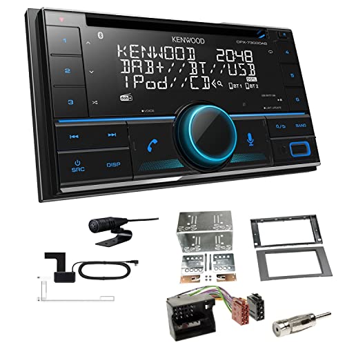 Kenwood DPX-7300DAB 2-DIN Autoradio mit Bluetooth Digitalradio DAB+ USB CD passend für Ford Fiesta 2005-2008 dunkelsilber/anthrazit von EHO
