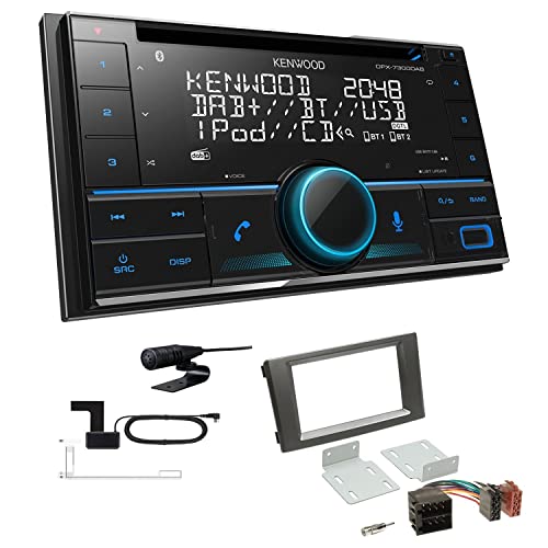 Kenwood DPX-7300DAB 2-DIN Autoradio mit Bluetooth Digitalradio DAB+ USB CD passend für Iveco Daily IV und V 2006-2014 dunkelgrau von EHO