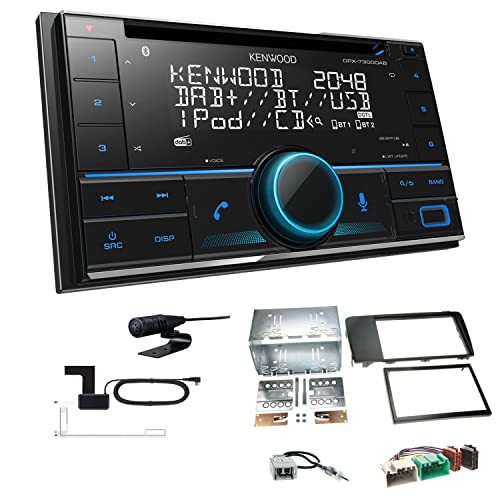 Kenwood DPX-7300DAB 2-DIN Autoradio mit Bluetooth Digitalradio DAB+ USB CD passend für Volvo V70 II 2004-2007 schwarz 2004-2007 von EHO
