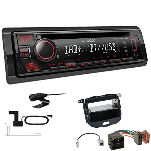 Kenwood KDC-BT450DAB 1-DIN DAB Autoradio Bluetooth CD USB AUX Einbauset passend für Hyundai i10 2008-2013 schwarz von EHO