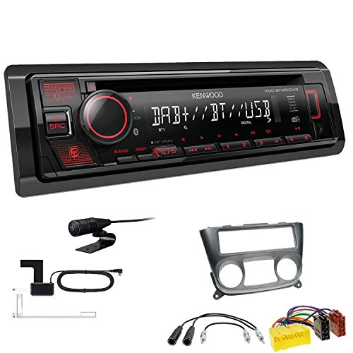 Kenwood KDC-BT450DAB 1-DIN DAB Autoradio Bluetooth CD USB AUX Einbauset passend für Nissan Almera II 2000-2006 schwarz von EHO