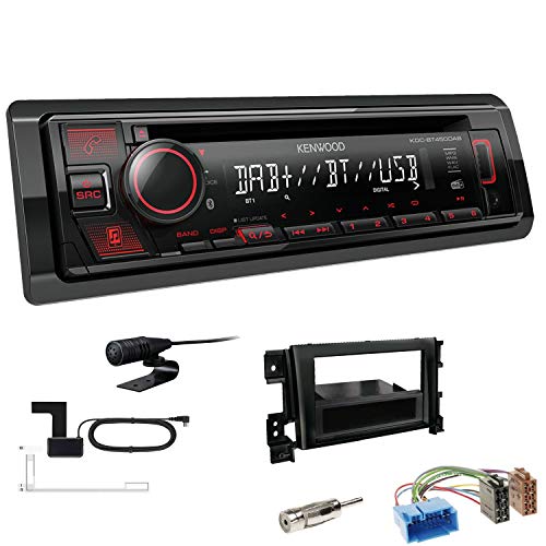 Kenwood KDC-BT450DAB 1-DIN DAB Autoradio Bluetooth CD USB AUX Einbauset passend für Suzuki Grand Vitara II 2005-2015 schwarz von EHO