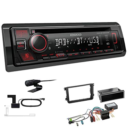 Kenwood KDC-BT450DAB 1-DIN DAB Autoradio Bluetooth CD USB AUX Einbauset passend für Volkswagen VW Amarok ab 2010 schwarz inkl Canbus von EHO