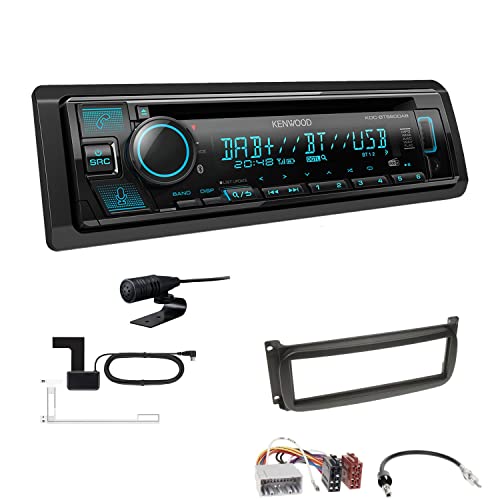 Kenwood KDC-BT560DAB 1-DIN Autoradio CD-Tuner mit Bluetooth Digitalradio DAB+ inkl. Einbauset passend für Chrysler PT Cruiser 2000-2005 schwarz von EHO