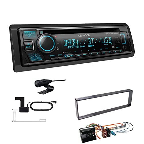 Kenwood KDC-BT560DAB 1-DIN Autoradio CD-Tuner mit Bluetooth Digitalradio DAB+ inkl. Einbauset passend für Citroen C4 2004-2010 schwarz von EHO