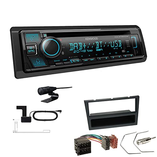 Kenwood KDC-BT560DAB 1-DIN Autoradio CD-Tuner mit Bluetooth Digitalradio DAB+ inkl. Einbauset passend für Opel Corsa C 2000-2004 Charcoal von EHO