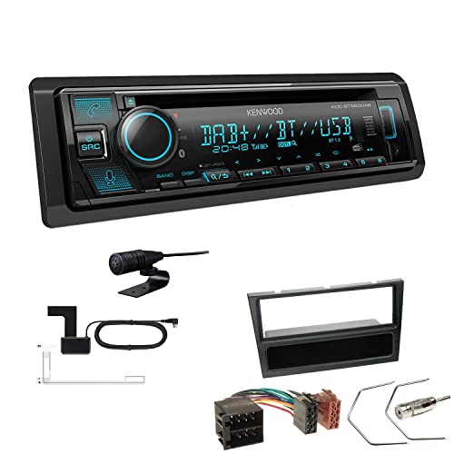 Kenwood KDC-BT560DAB 1-DIN Autoradio CD-Tuner mit Bluetooth Digitalradio DAB+ inkl. Einbauset passend für Opel Corsa C 2000-2004 schwarz von EHO